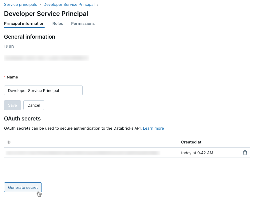 アカウントから OAuth シークレットを生成する